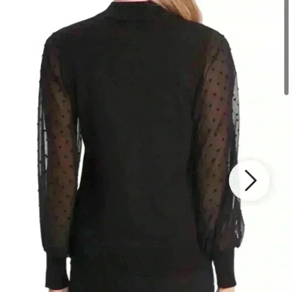 CeCe black sweater with polkadot sleeves - Picture 2 of 6